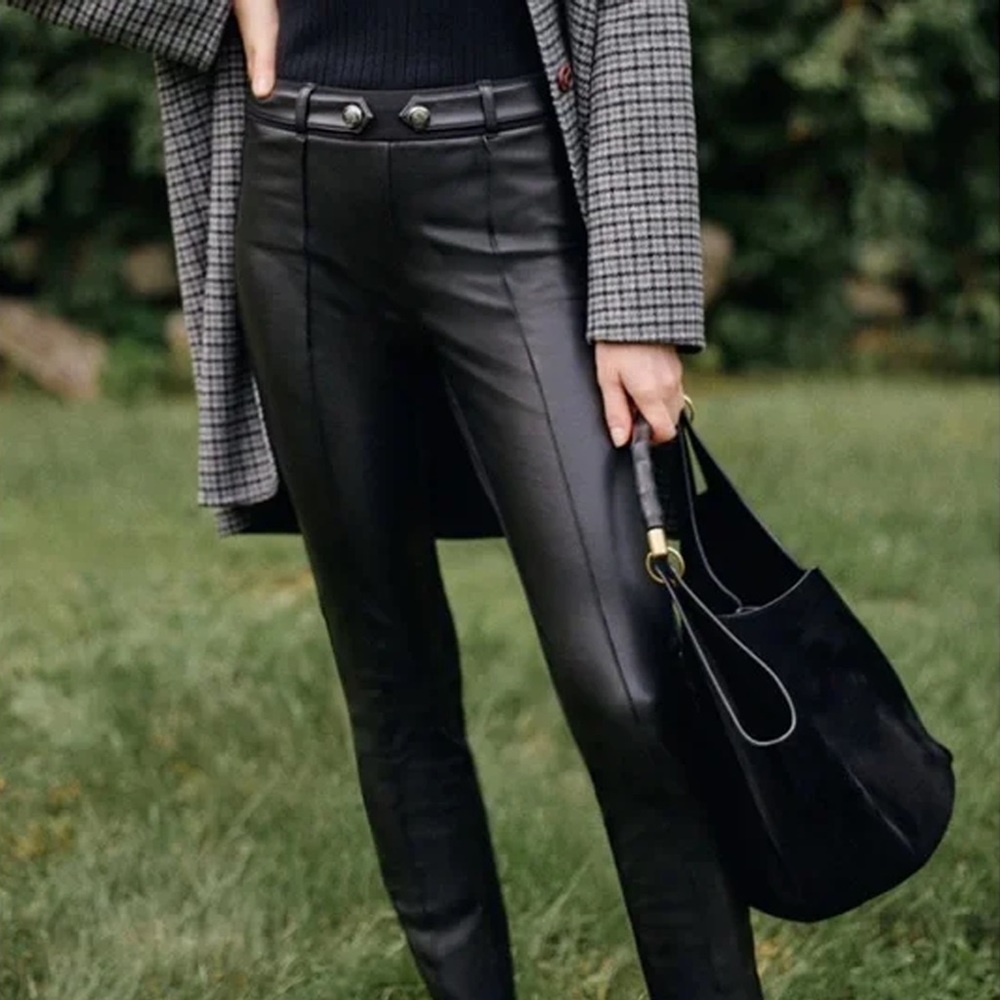J. McLaughlin Black Faux Leather Skinny Pants